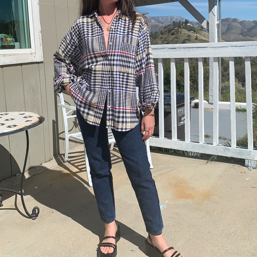 Vintage Plaid Buttonsown oversized Shirt - Picture 5 of 7